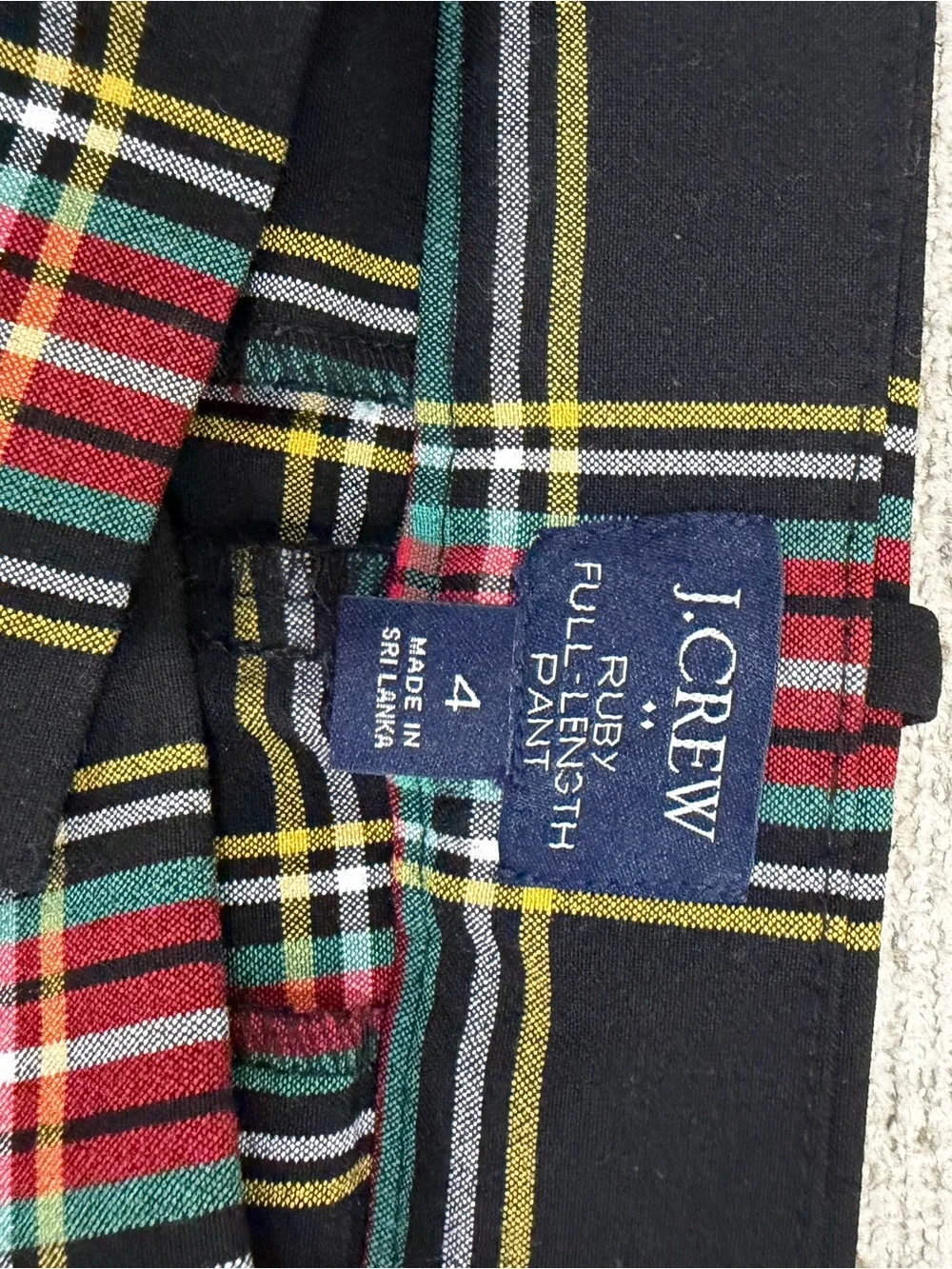 J. Crew Ruby Pants Size 4 Black, Red & Yellow Plaid Pants